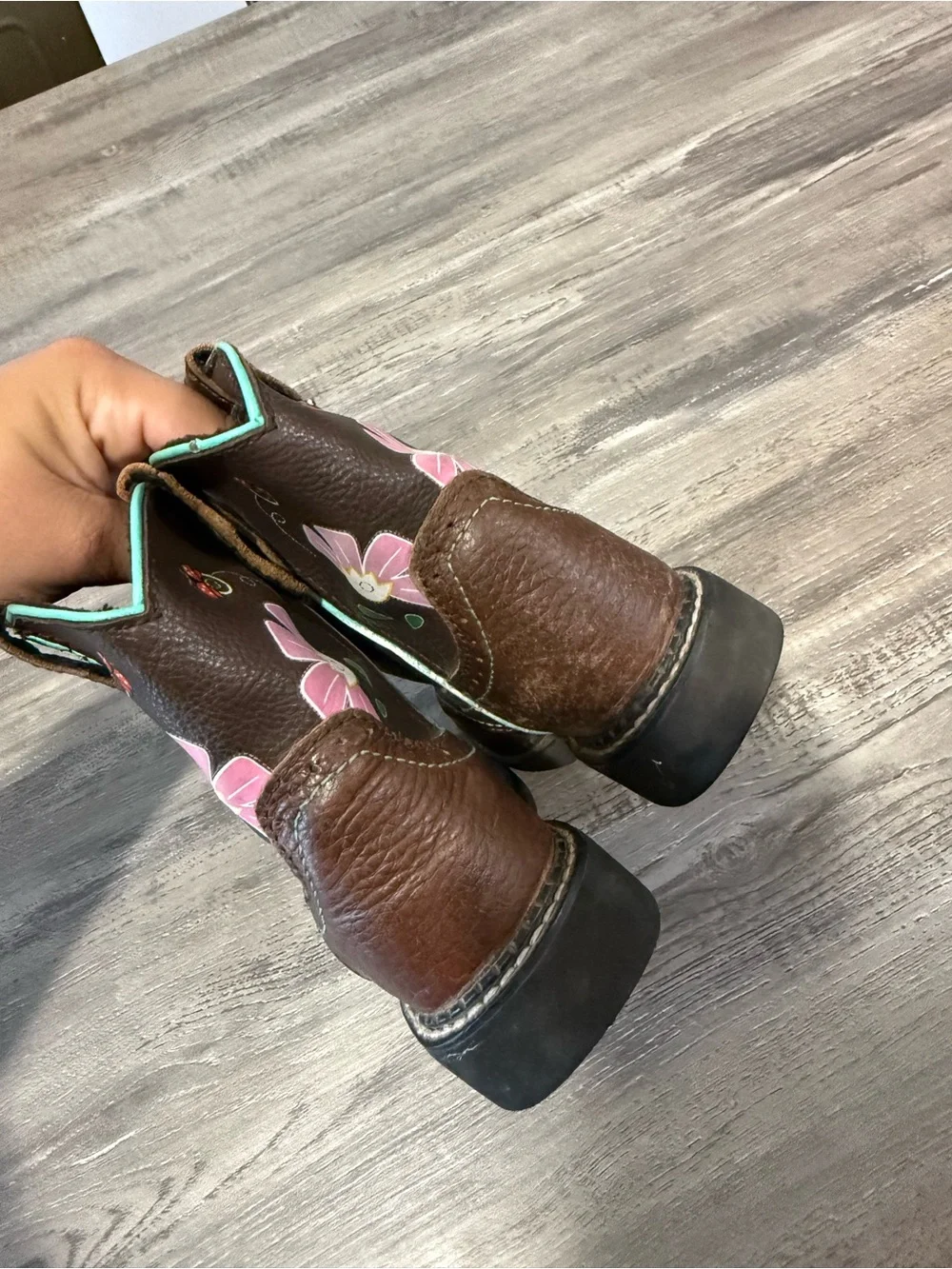 Justin Kids Brown Butterfly Western Boots